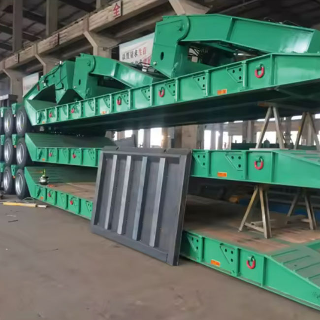 High Quality Excavator Low Bed Semi Trailer Low Loader 3 Axle 60/70/80Tons Lowbed Truck Semi Trailer For Sale