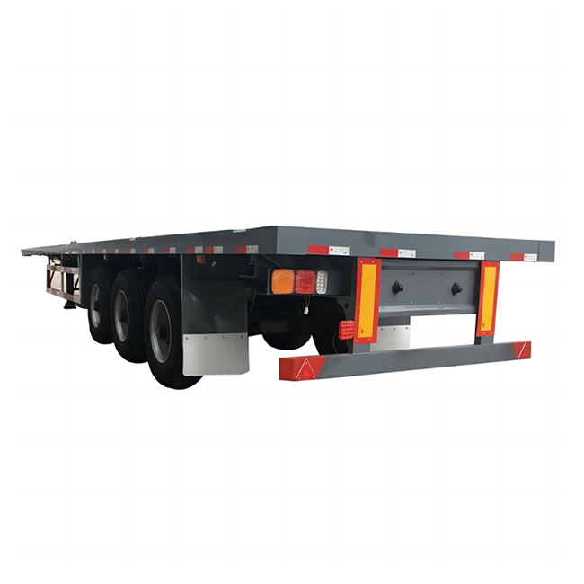Custom 3 Axle Container Transport Truck Head Towing 40ft Semi Flatbed Semi Trailer with Container Lock