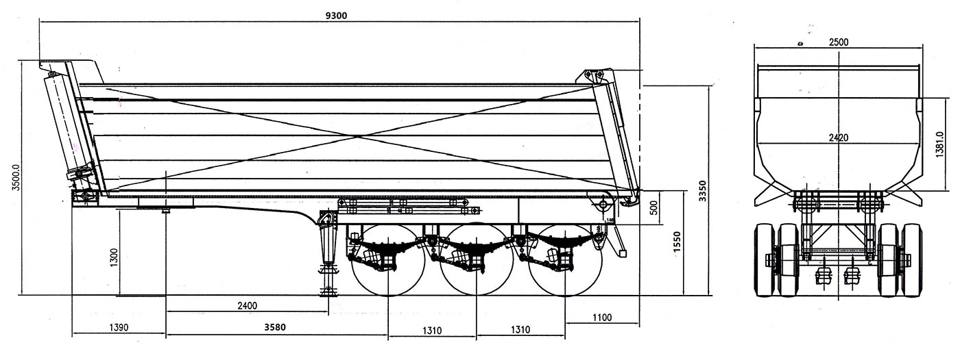 dump-semi-trailer-blueprint